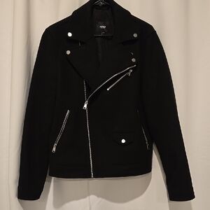 Black Express Wool Moto Jacket, S